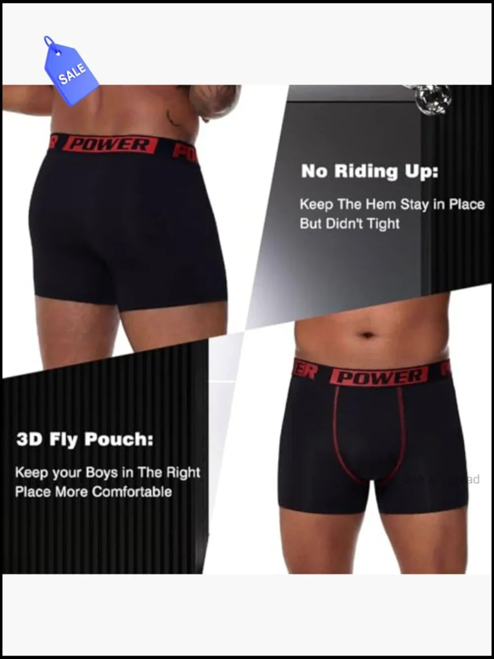 Men's Boxer Briefs 6 Pack Moisture Wicking Athletic Underwear Soft Stretch
